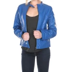 Ladies Fabulous Real Lambskin Blue Leather Jacket