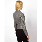 Womens Casual Slim Fit Real Lambskin Grey Leather Jacket
