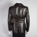 Womens Elegant Brown Lambskin Leather Blazer Jacket Coat