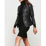 Womens Genuine Custom Made Black Leather Blazer