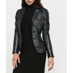 Womens Genuine Custom Made Black Leather Blazer