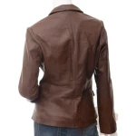 Womens High Quality Genuine Lambskin Brown Leather blazer