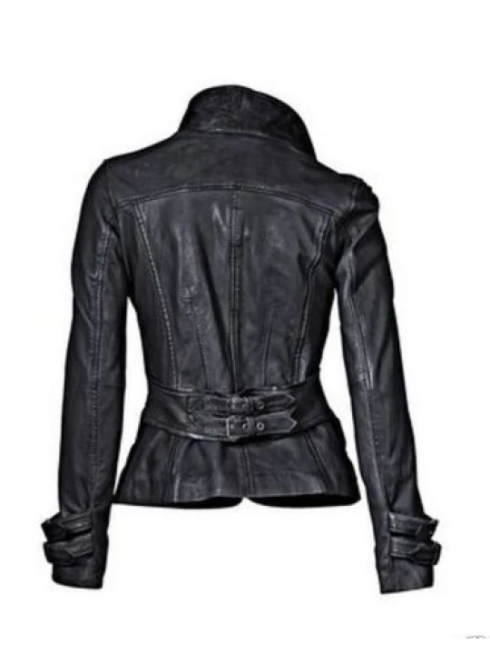 Womens Hot Designer Real Black Leather Blazer Jacket Coat