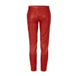 Womens Hot Real Genuine Soft Lambskin Red Leather Pants