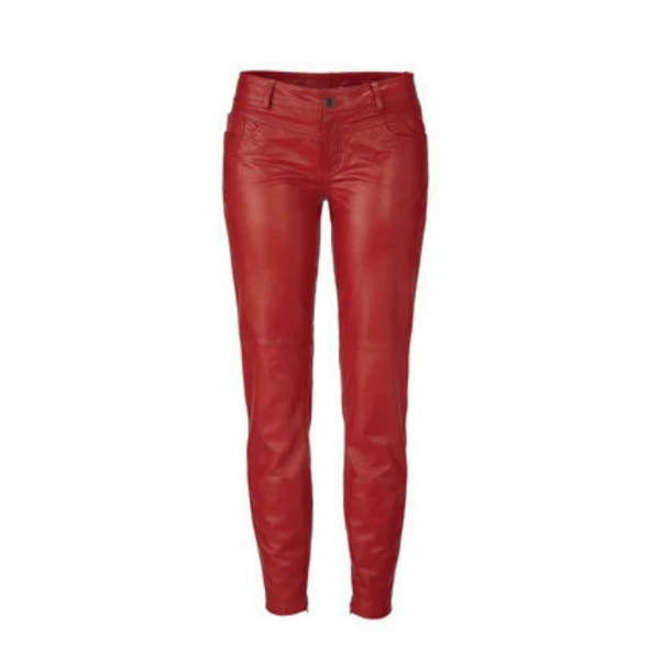 Womens Hot Real Genuine Soft Lambskin Red Leather Pants