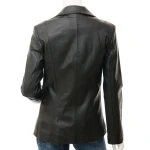 Womens Slim Fit  Outwear Black Leather Coat Style Blazer