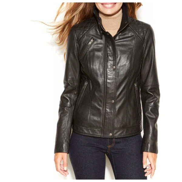 Womens Slim Fit Pure Soft Black Leather Jacket