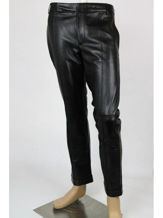 New Authentic Fashion Black Leather Pant Mens