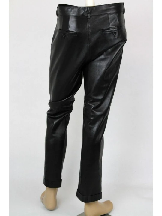 New Authentic Fashion Black Leather Pant Mens