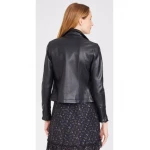 Classic Buttery Black Leather Moto Jacket for Ladies