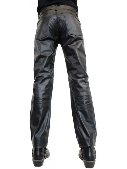 Classic Fashion Genuine Soft Black Leather Pants for Men
