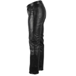 Classic Pure Black Leather Motorcycle Pants for Men