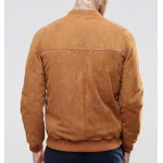 Custom Fit Suede Brown Leather Bomber Flight Jacket for Men