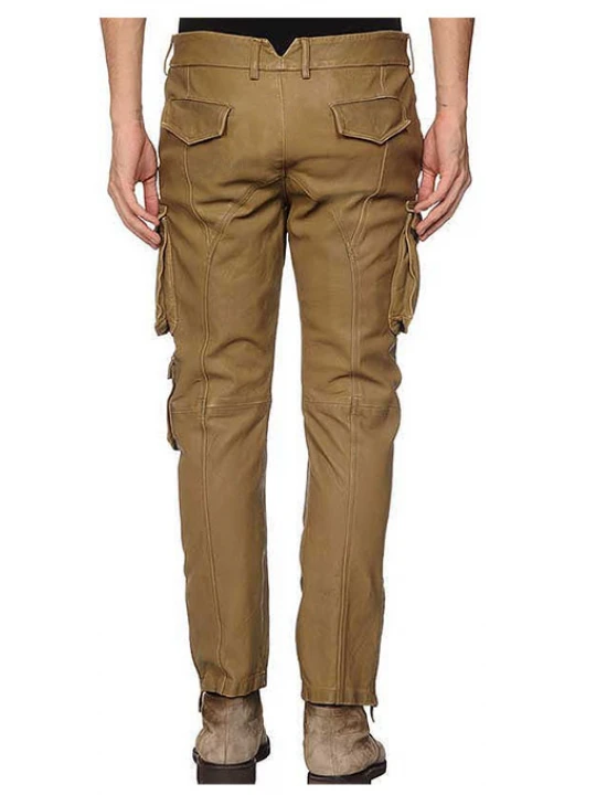 Custom Made Genuine Soft Pure Leather Cargo Pants for Men