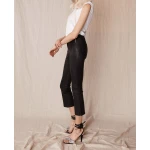 Designer Black Real Leather Capri Pant for Ladies