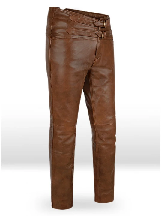 Jim Morrison Custom Made Genuine Soft Brown Leather Pants