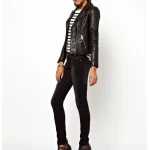 Ladies Casual Slim Fit Genuine Black Leather Jacket