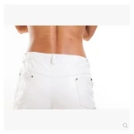 Men Singer Nightclubs Pure White Leather Trousers Pants