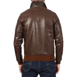 Mens Brown Real Leather Bomber Flight Jacket