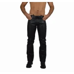 Mens Comfortable Fit Real Genuine Black Leather Pants