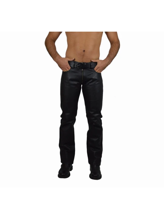 Mens Comfortable Fit Real Genuine Black Leather Pants