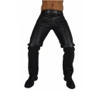 Mens Comfortable Fit Real Genuine Black Leather Pants