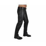 Mens Comfortable Fit Real Genuine Black Leather Pants