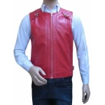 Mens Custom Design Pink Leather Gladiator Vest