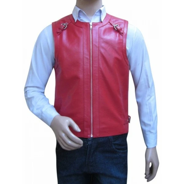 Mens Custom Design Pink Leather Gladiator Vest