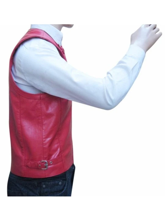 Mens Custom Design Pink Leather Gladiator Vest