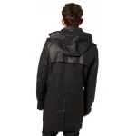 Mens Custom Made Hooded Black Leather Trench Coat