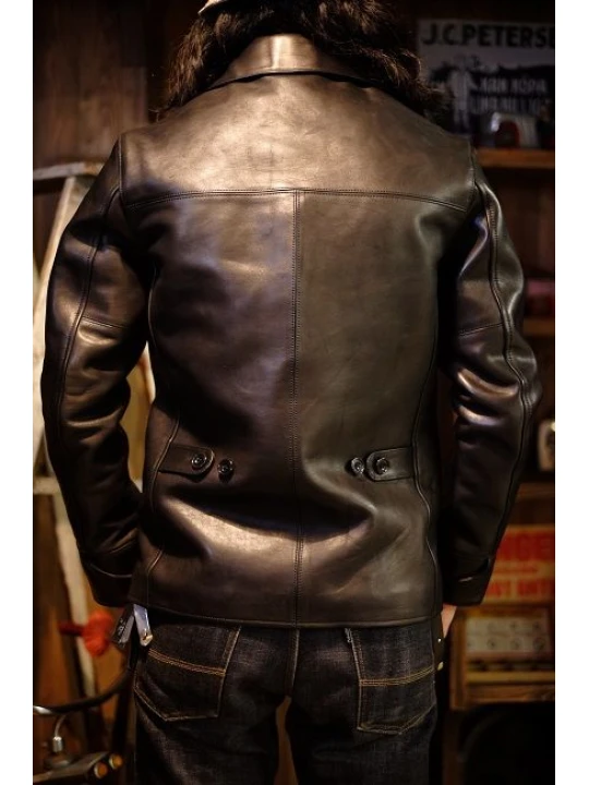 Mens Fashion Real Black Leather Car Coat