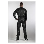 Mens Genuine Pure Black Leather Full Jumpsuit
