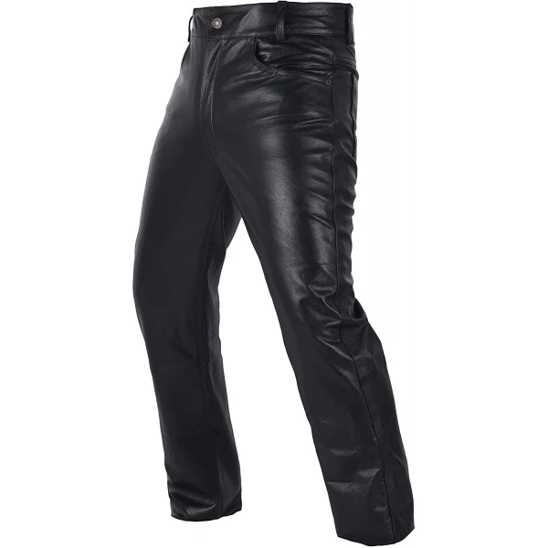 Mens Motorcycle Heavy Duty Premium Black Leather Pants
