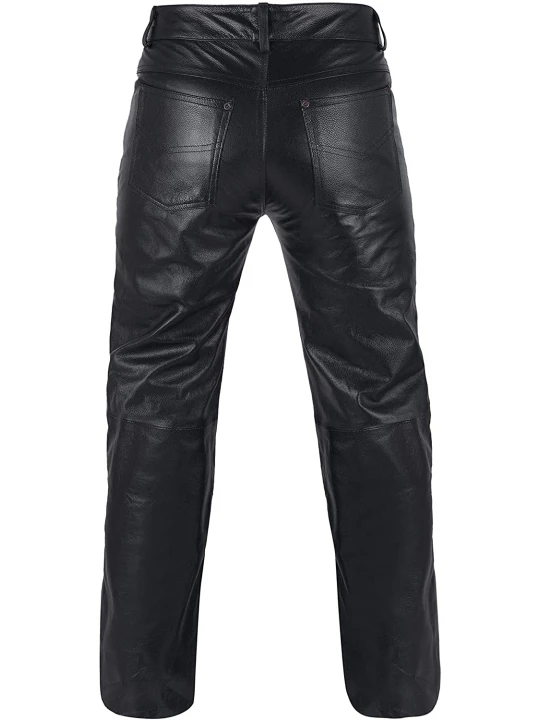 Mens Motorcycle Heavy Duty Premium Black Leather Pants
