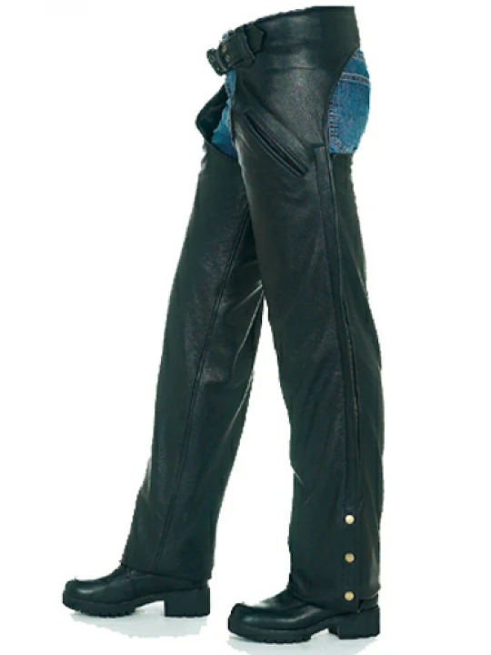 Mens Naked Pocket Black Leather Riding Chaps