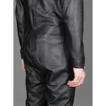 Mens New Cross Flight Black Leather Jumpsuit with Zip Details