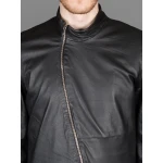 Mens New Cross Flight Black Leather Jumpsuit with Zip Details