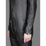 Mens New Cross Flight Black Leather Jumpsuit with Zip Details