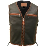 Mens Brown Motorcycle Vests Leather Jacket