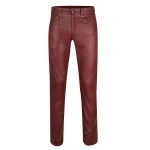 Mens Regular Size Genuine Burgundy Leather Jeans Trousers Pants