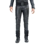 Mens Soft Lambskin Black Leather Biker Moto Pants