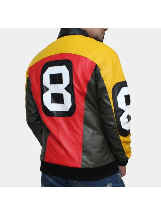 Mens Sporty Design Style Leather Bomber Jacket