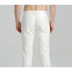 Mens Spring Casual Slim Fit White Leather Long Trouser Pants