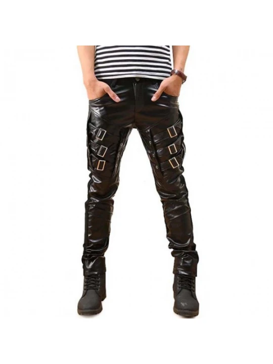 Mens Storm Rider Racing Black Leather Motorcycle Pants