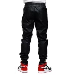 Mens Style Custom Made Leather Sweat Pants in Black