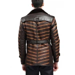 Mens Top Designer Double Breasted Leather Fur Shearling Coat