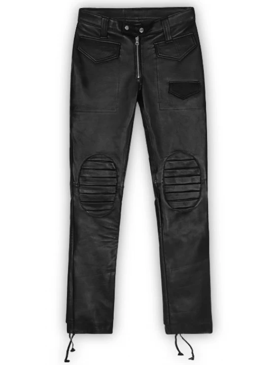 Mens Vintage Rocker Look Soft Black Leather Pants