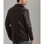 Mens Western Smooth Brown Leather Blazer Jacket