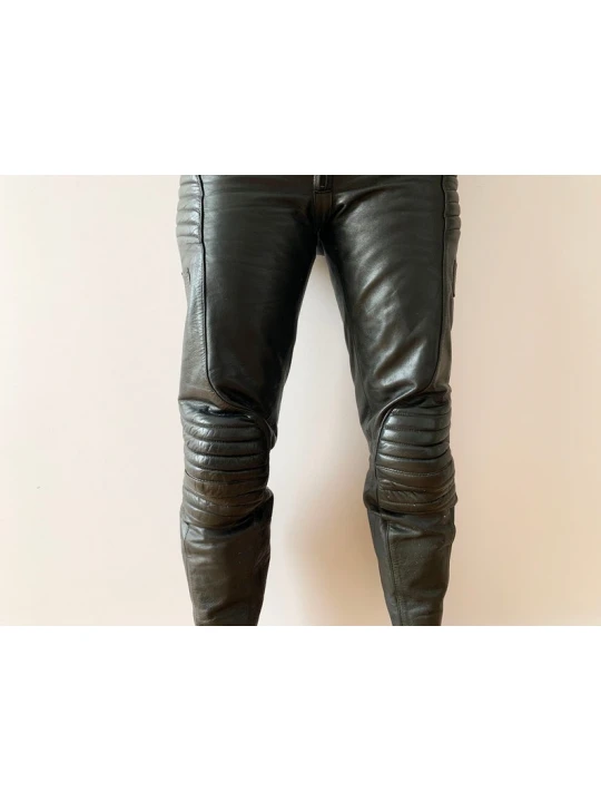Motorcycle Rockstar High Waisted Genuine Black Leather Biker Club Pants